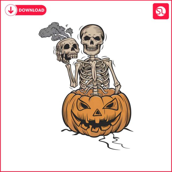 pumpkin-skeleton-holding-skull-svg