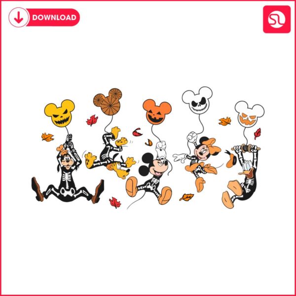 vintage-disney-characters-skeleton-balloons-halloween-svg