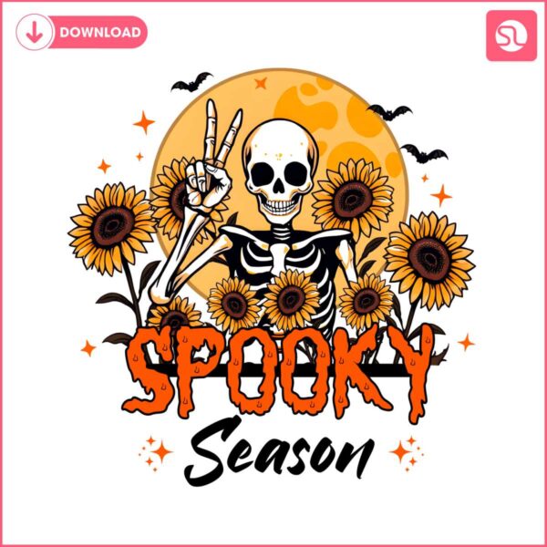 spooky-season-halloween-skeleton-sunflowers-png