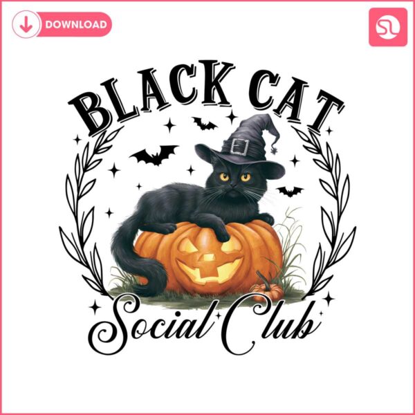 black-cat-social-club-png-ghost-cat-retro-halloween-png-gothic-trending-png-fall-pumpkin-cat-mama