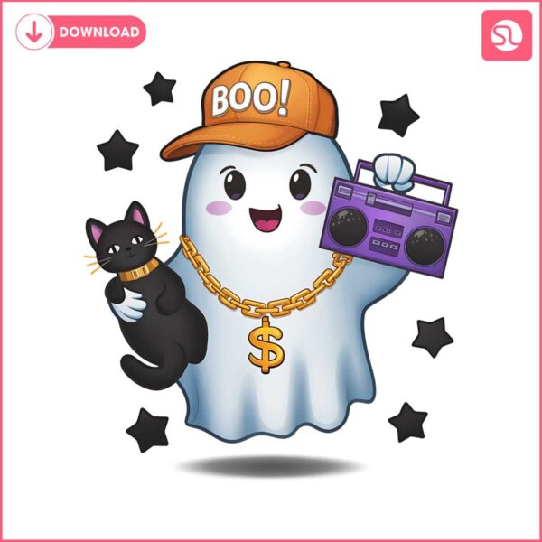 hip-hop-ghost-with-cat-hoodie-png