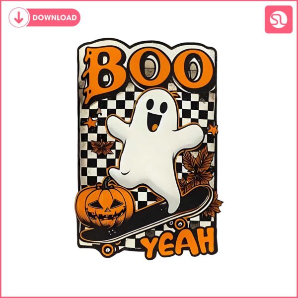 boo-yeah-png-retro-halloween-png-boy-shirt-png-ghost-skateboarding-halloween-skateboard-digital-file-png