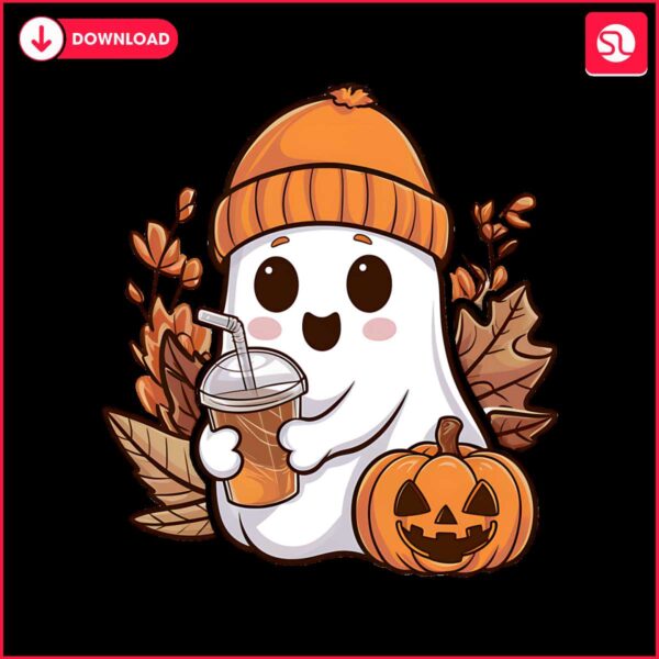 halloween-floral-png-cute-ghost-coffee-pumpkin-tshirt-design-for-dtf-dtg