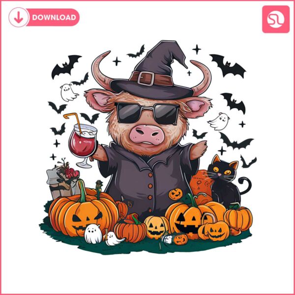 halloween-highland-cow-png-retro-ghost-bull-funny-cow-designs-for-spooky-season-fall