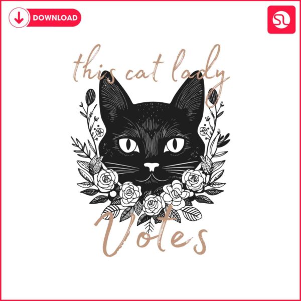 this-cat-lady-votes-floral-black-cat-svg