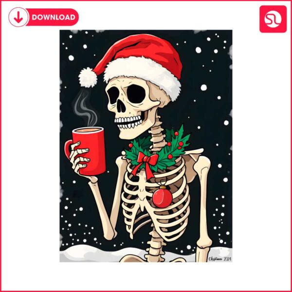 retro-christmas-coffee-lover-christmas-skull-coffee-png