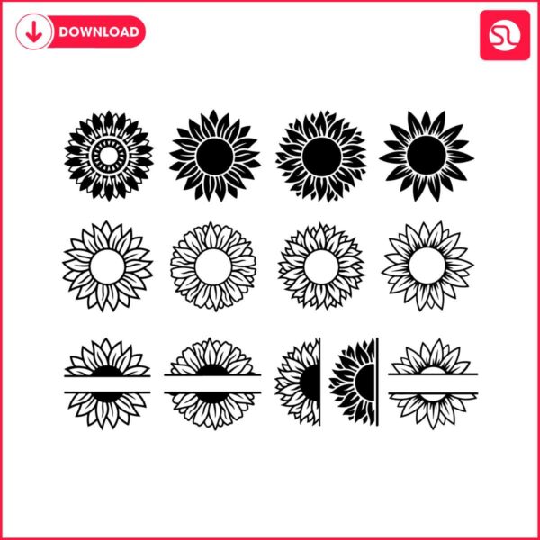 sunflower-black-and-white-svg-bundle