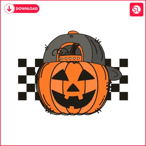 checkered-pumpkin-cap-halloween-svg