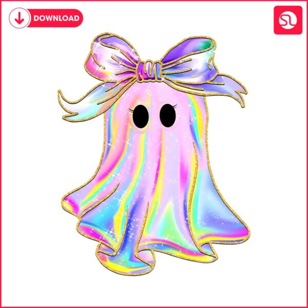 glitter-iridescent-ghost-pumpkin-coquette-bow-png