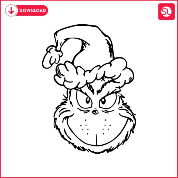 christmas-grinch-head-santa-hat-outline-svg