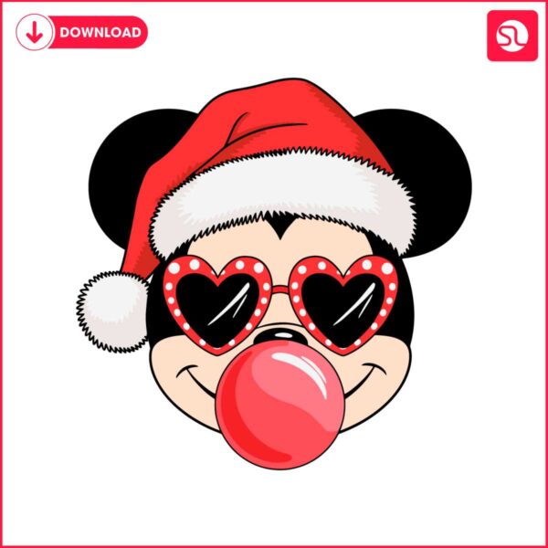 christmas-mickey-mouse-santa-hat-blowing-bubble-svg