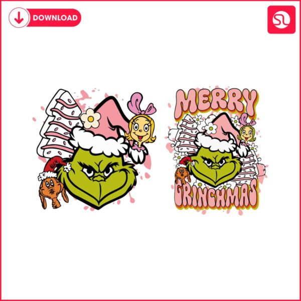 retro-pink-christmas-merry-grinchmas-tree-cake-svg