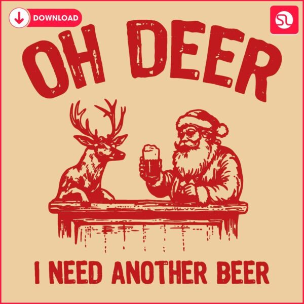 Classic Deer Santa Beer Vintage SVG