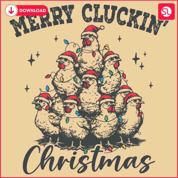 Vintage Festive Cluckin Christmas Chicken Santa Hat PNG