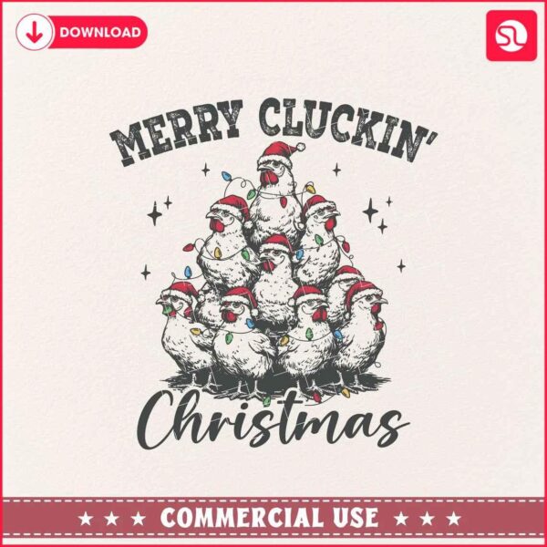 Vintage Festive Cluckin Christmas Chicken Santa Hat PNG