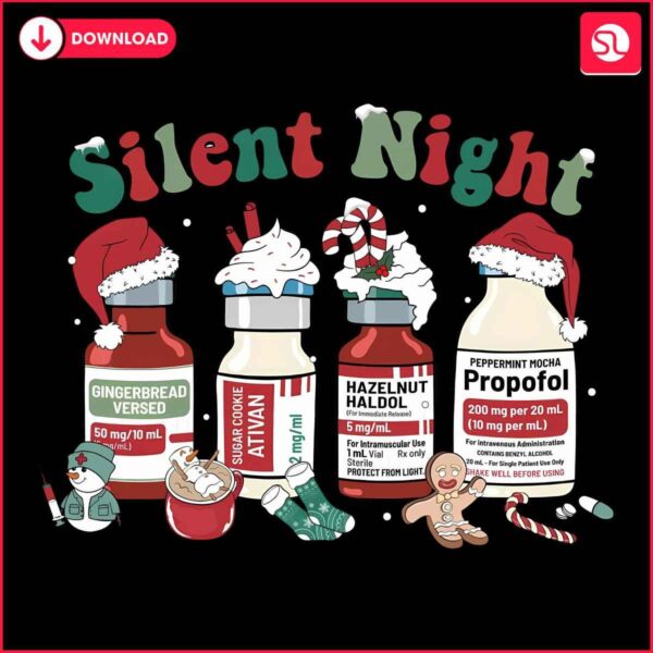 Quiet Night ICU Nurse Christmas Santa Hat SVG