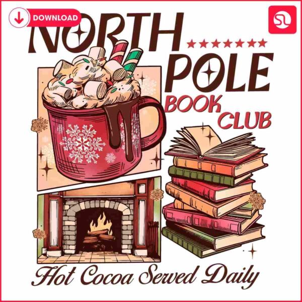 Vintage Christmas North Pole Book Club Daily Hot Cocoa SVG