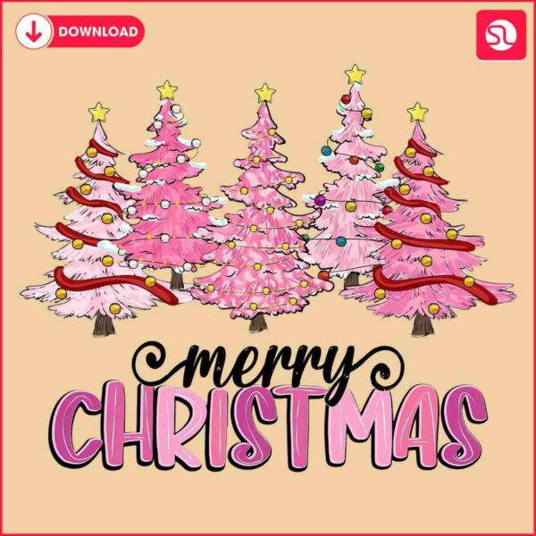 Cheerful Pink Christmas Tree PNG