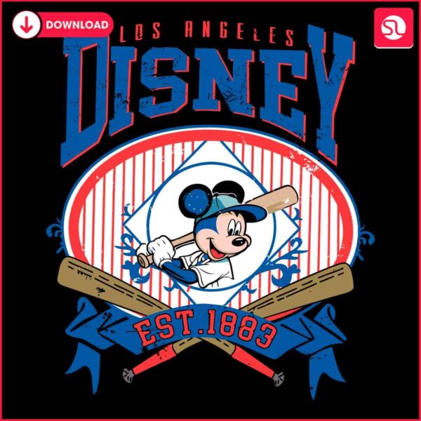 Retro Mickey Mouse Dodgers Baseball SVG