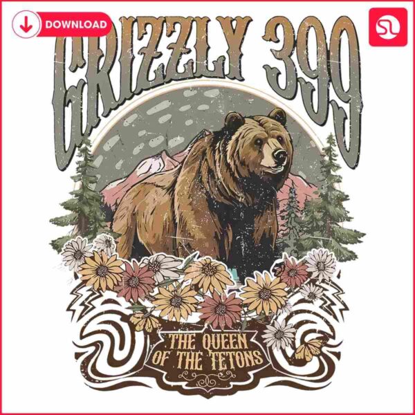 Timeless Retro Queen of the Tetons Grizzly 399 PNG