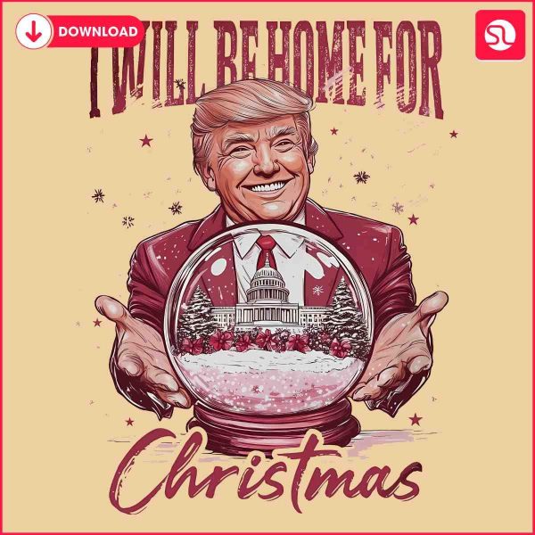 Christmas Homecoming Watercolor Trump Snowglobe PNG