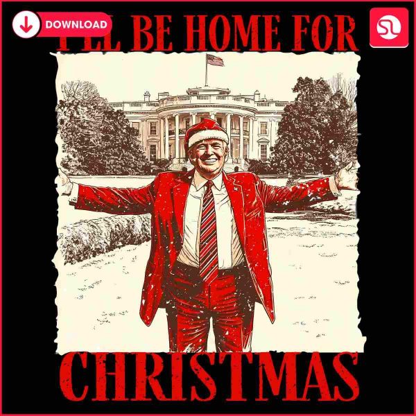 Retro Vintage Trump I Will Be Home For Christmas Santa Hat PNG