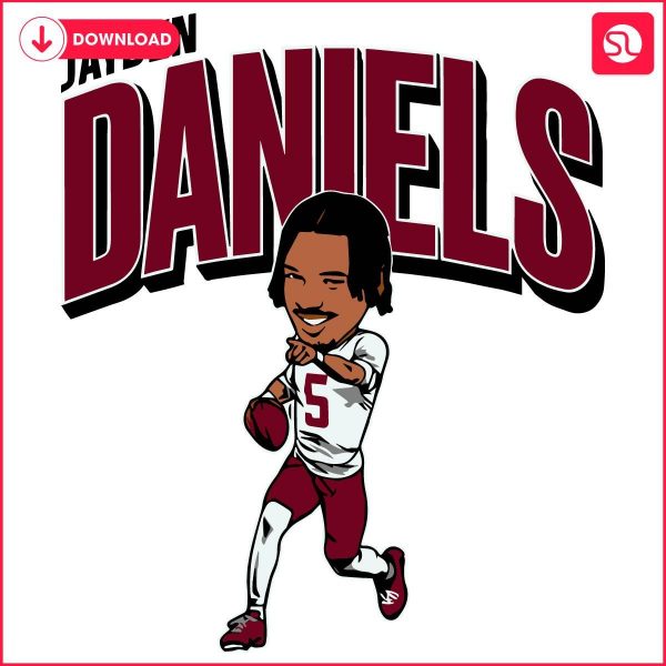 Washington Football Player Jayden Daniels Cartoon SVG