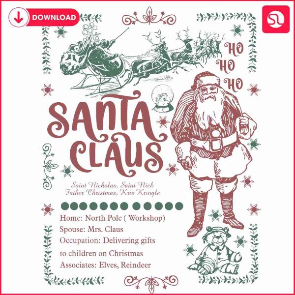 Retro Santa Claus Saint Nick PNG for Christmas Joy