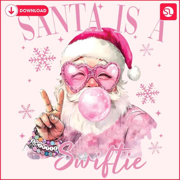 Pink Christmas Santa PNG for Swifties Holiday Cheer