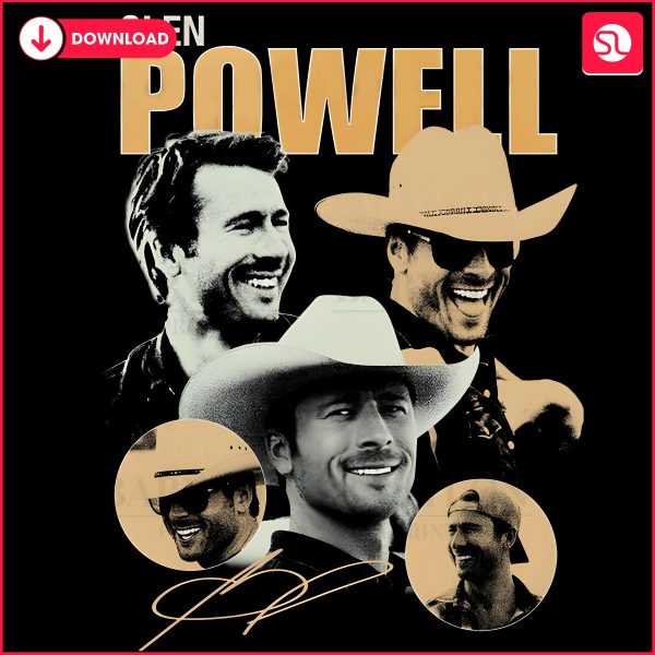 Glen Powell Vintage Cowboy Actor PNG Image