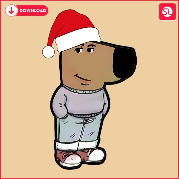 Chill Santa Dog Meme in a Hat PNG