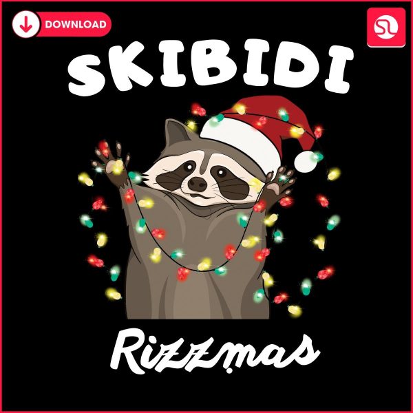 Skibidi Rizzmas Hilarious Christmas Raccoon PNG