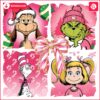 Pink Grinch Christmas Coquette Glitter PNG