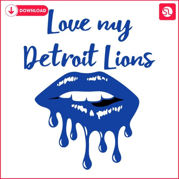 Vintage Love my Detroit Lions lip SVG