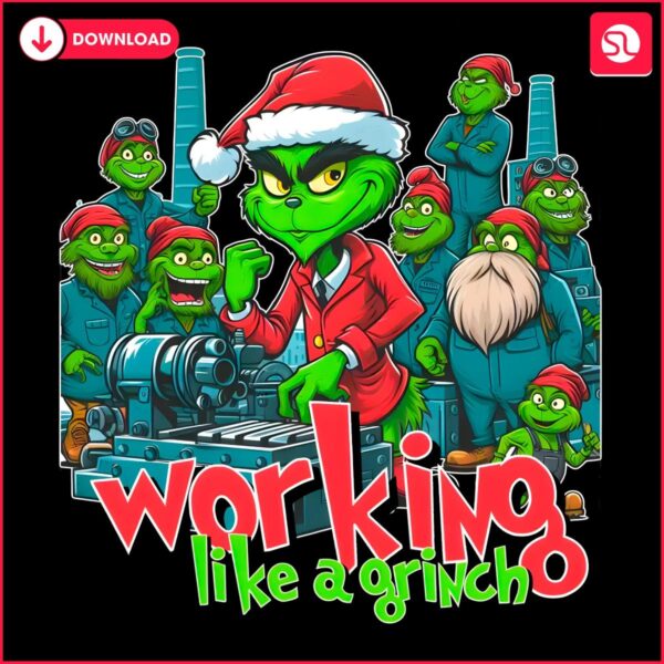 Working Like A Grinch Christmas Mechanic PNG