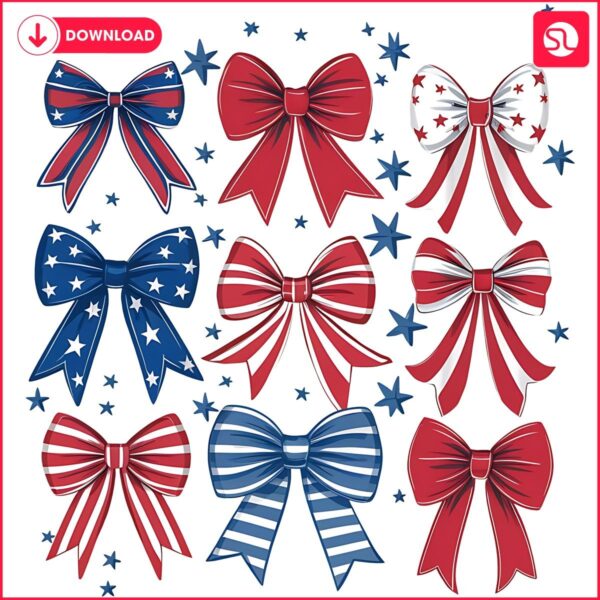 Charming SVG of Red White and Blue Bows