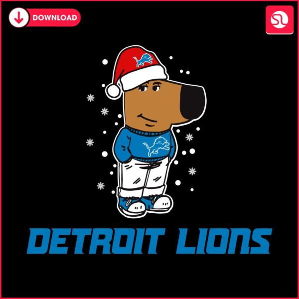 Cool Detroit Lions Fan Celebrating Christmas in SVG Style