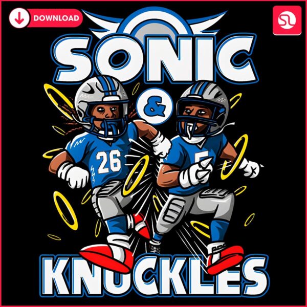 Detroit Lions Duo Gibbs Montgomery Sonic and Knuckles PNG