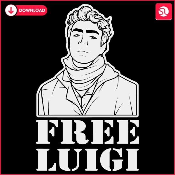 Download Free Luigi Mangione SVG White Lineart Magic