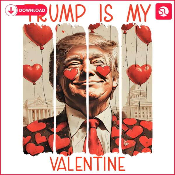 Valentines with Retro Trump Heart Balloons PNG Style