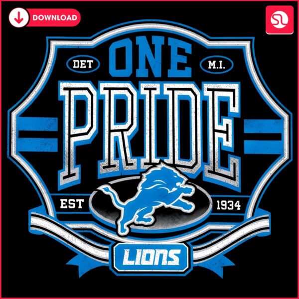 Retro One Pride Detroit Lions Logo Since 1934 in PNG