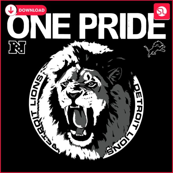 Retro One Pride Detroit Lions Mascot SVG Design