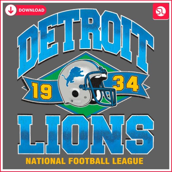 Vintage 1934 Detroit Lions NFL Design PNG Format