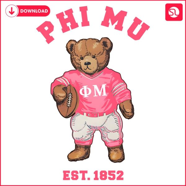 Phi Mu Sorority Teddy Bear 1852 Cute PNG Design