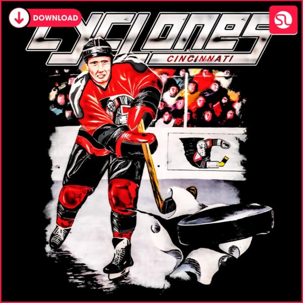 Retro Cincinnati Cyclones Hockey Hero PNG