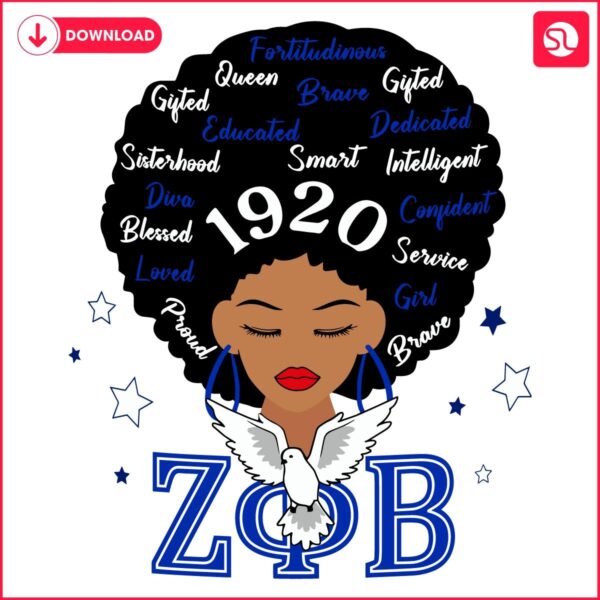 Zeta Phi Beta 1920 Sorority SVG Afro Girl Design