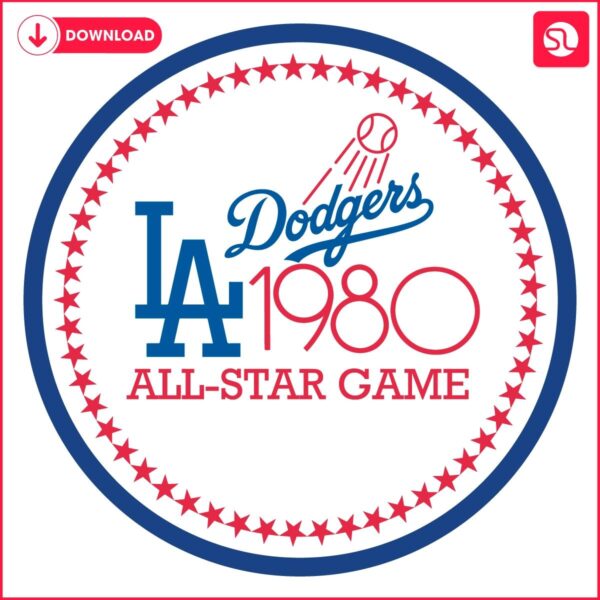 Retro 1980 AllStar LA Dodgers Baseball SVG