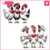 Funny Valentine Chickens Heart PNG Design