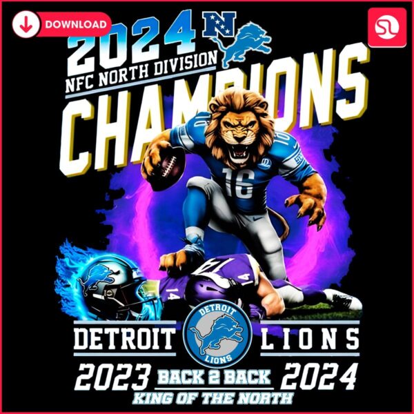 Detroit Lions NFC North Champs 2024 PNG