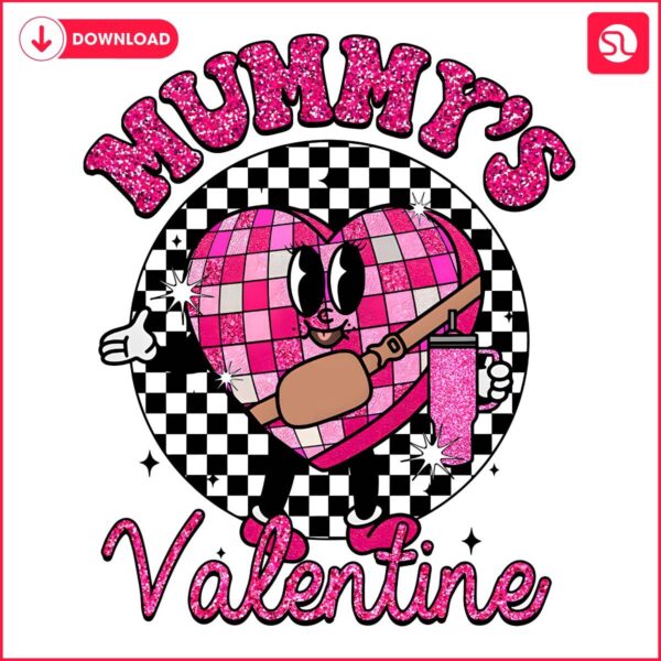 Glitter Mummys Valentine Candy Heart Checkered PNG